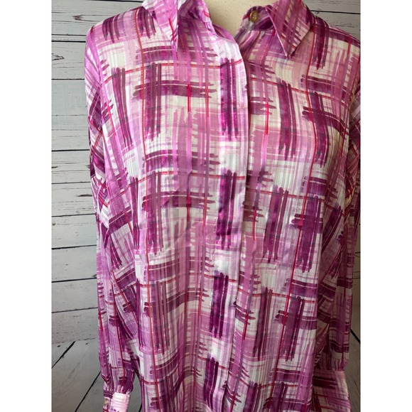 Soft Surroundings Blouse Long sleeve button front size XL Extra Large Pink Shirt - Picture 5 of 9